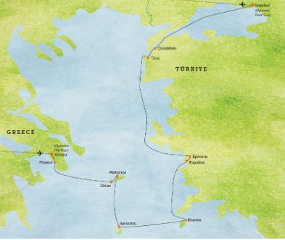 Greek Isles and Turkiye map