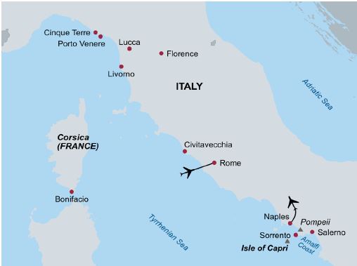 cruise Italy map