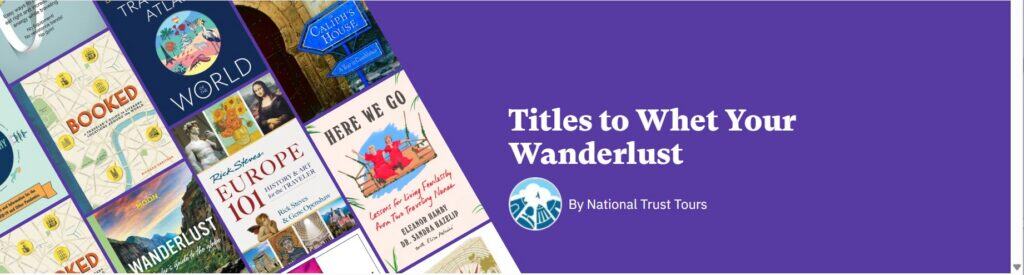 banner with travel book covers